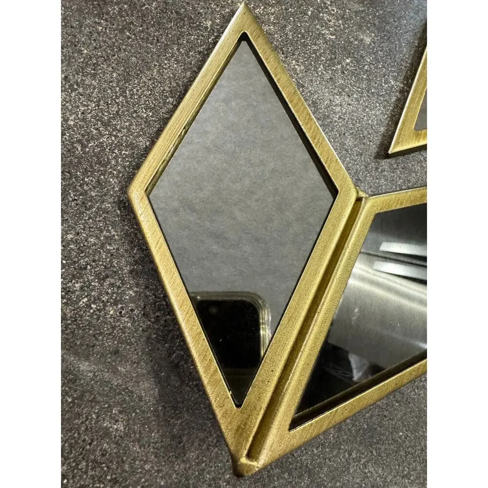 Urban Outfitters Set of 3 Wall Mirrors Brass Style Chevron Pattern Home Decor